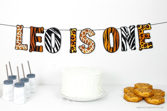 Safari Banner : Handcrafted Custom Phrase Party Decoration | Zoo Party Banner | Jungle Garland | Birthday Banner | Wild Animal Print Sign Il_570xn