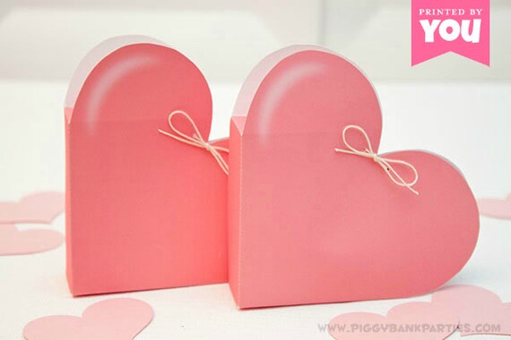 Pink HEART Favor Box - DIY Printable Valentine's Day Gift Box // Wedding Favor // Bridal Shower // Baby Shower // Love - Instant Download Il_570xn