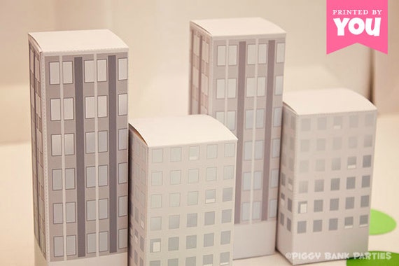 City Buildings Favor Box (Daytime): DIY Printable PDF - Instant Download Il_570xn