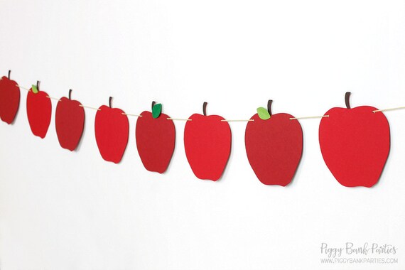 Apple Garland Kit : U-String Back to School Decoration | Handcrafted Teacher Banner | Apple Picking Bunting | Snow White Birthday Il_570xn