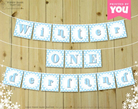 Items similar to Blue Winter ONEderland Banner - DIY Printable 1st ...