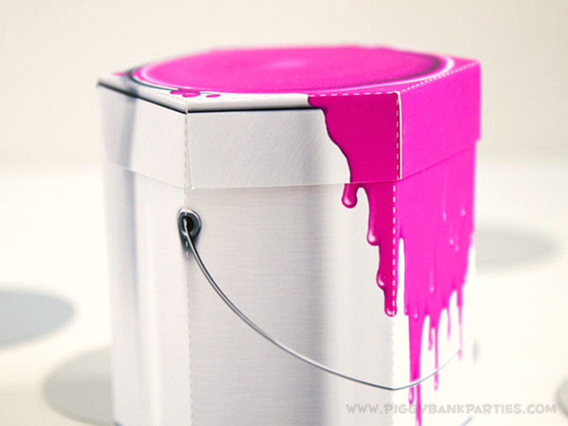 Paint Can Favor Box Set NEON DIY Printable Painting Party Etsy