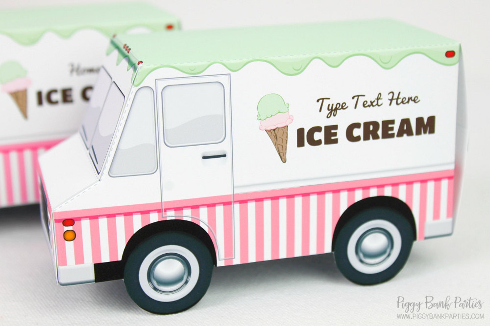 Ice Cream Truck Favor Box : Print at Home Full-Color Template zdjęcie 1.