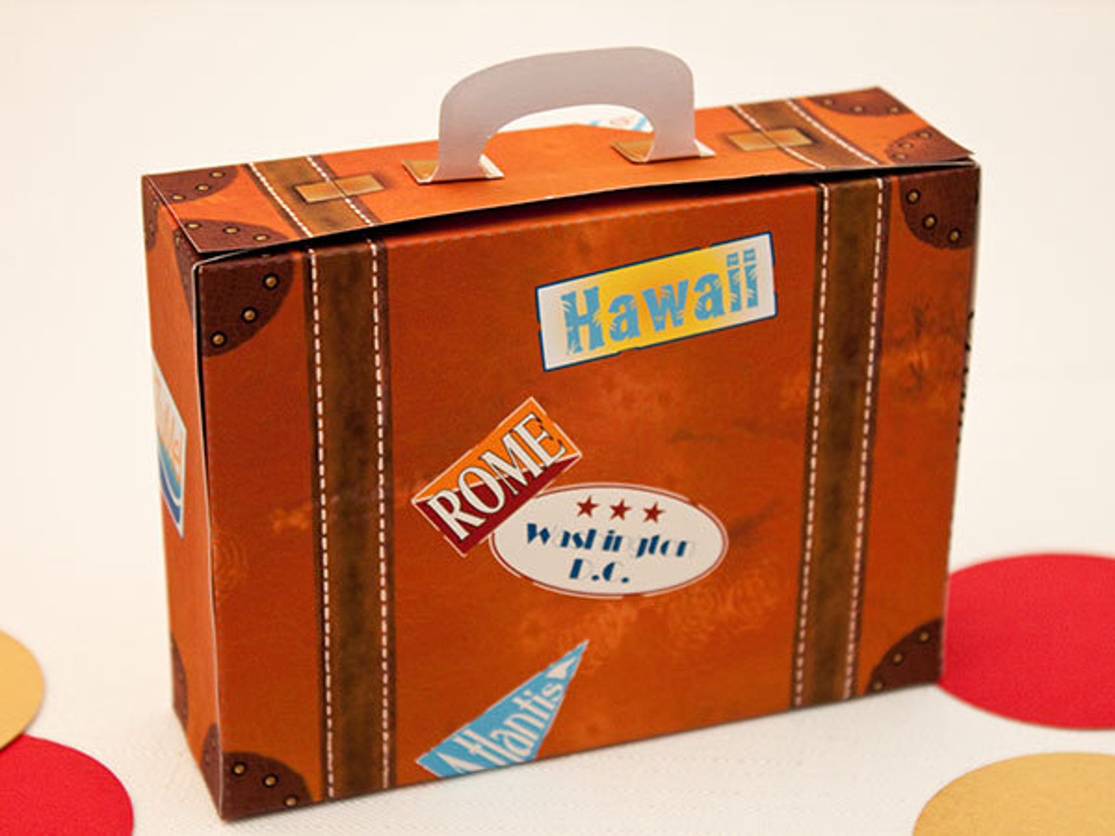 Vintage Suitcase Favor Box Small With Blue Label Print at Etsy