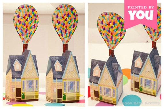 Balloon House Favor Box - Large : Print at Home Full-Color Template | UP Inspired House | DIY Printable | Digital File - Instant Download Il_570xn
