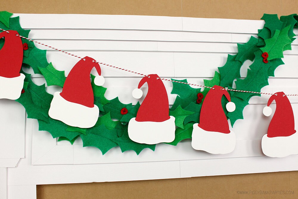 Santa Hat Garland Handcrafted Christmas Decoration Elf Etsy