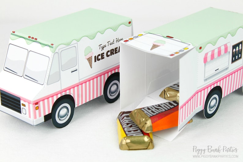 Ice Cream Truck Favor Box : Print at Home Full-color Template - Etsy