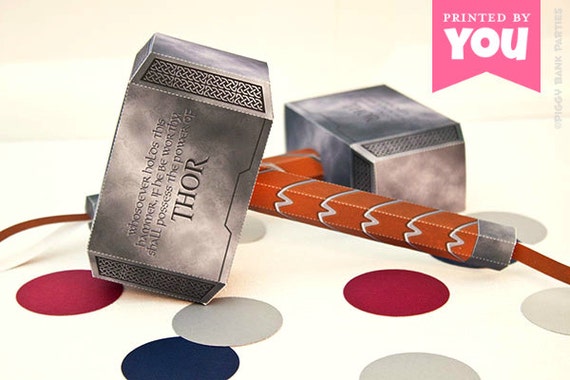 Comic Book Hammer Favor Box : Print at Home Full-Color Template | Super Hero Hammer | DIY Printable | Digital File - Instant Download Il_570xn