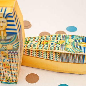 Scatola di favore del sarcofago egiziano: modello di stampa a colori a casa / festa della mummia del faraone / stampabile fai da te / file digitale download istantaneo immagine 5