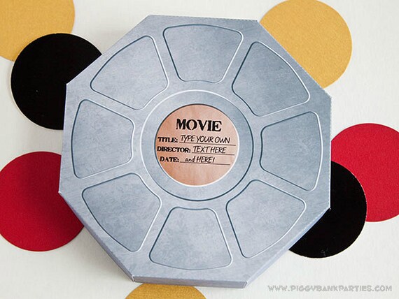 MOVIE REEL Favor Box : Print at Home Hollywood Film Gift Box | Movie Night Favor | Movie Star | Digital File - Instant Download Il_570xn