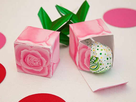 Rose Lollipop Favor Box : Full-Color Digital Template | Beauty and the Beast Rose Gift Box | Print at Home | DIY Printable | Digital File Il_570xn
