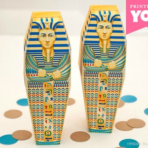 Egyptian Sarcophagus Favor Box : Print at Home Full-Color Template Pharaoh Mummy Party DIY Printable Digital File Instant Download image 1