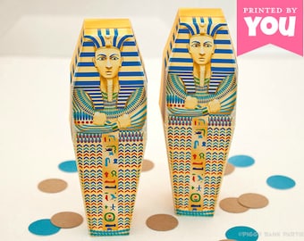 Egyptian Sarcophagus Favor Box : Print at Home Full-Color Template | Pharaoh Mummy Party | DIY Printable | Digital File - Instant Download