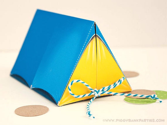 Campout Tent Favor Box - Scout Blue & Yellow : Print at Home Camping Favor Gift Box | Camp | DIY Printable | Digital File - Instant Download Il_570xn