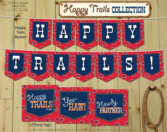 HAPPY TRAILS Collection : Print at Home Farewell, Goodbye, Retirement and Moving Party Decorations | Digital Files - Instant Download Il_570xn