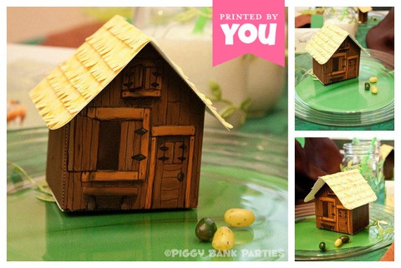 COTTAGE Favor Box : Print at Home Full-Color Template | Rustic Storybook Cabin | DIY Printable | Digital File | Instant Download Il_570xn