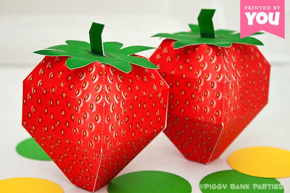 Strawberry Favor Box : DIY Printable Fruit PDF - Instant Download Il_570xn