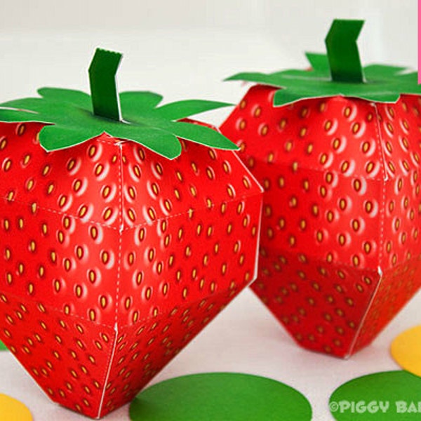Strawberry Favor Box : Print at Home Full-Color Template | Fruit Gift Box | Tutti-Frutti | DIY Printable | Digital File - Instant Download