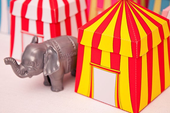 Circus Tent Favor Box : Print at Home Full-Color Template | Carnival Marquee Tent | Cabana | DIY Printable | Digital File Il_570xn