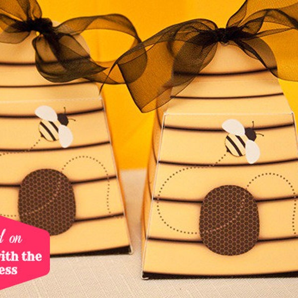 Beehive Favor Box : Print at Home Full-Color Template | Bee Hive | Mother to Bee Baby Shower | Bee Birthday | DIY Printable | Digital File