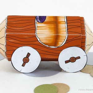Stone Age Cars Favor Box Set : Print at Home Full-Color Template Prehistoric Gift Box Rock Car DIY Printable Instant Download image 5