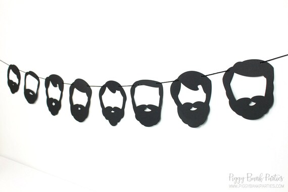 Beard Garland - Black Silhouette : U-String Facial Hair Bunting | Lumberjack Party Decoration | Photo Booth Decoration | Whiskers Il_570xn