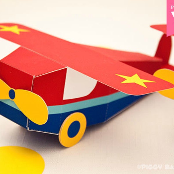 Go Airplane Favor Box : Print at Home Toy Plane Full-Color Template | DIY Printable Gift Box | Digital File | Instant Download