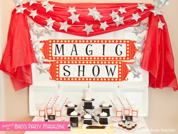 Magic Trick Collection : Print at Home Full-Color Birthday Party Decorations | Rabbit | Magician's Hat | Magic Show | Digital Files Il_570xn