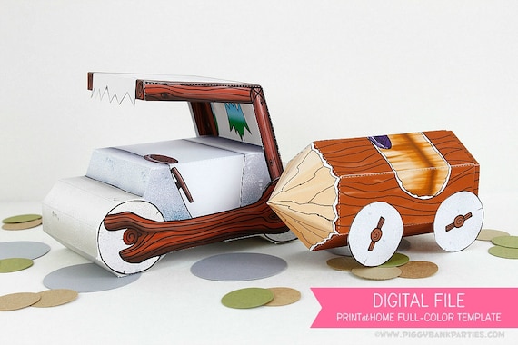 Stone Age Cars Favor Box Set : Print at Home Full-Color Template | Prehistoric Gift Box | Rock Car | DIY Printable - Instant Download Il_570xn