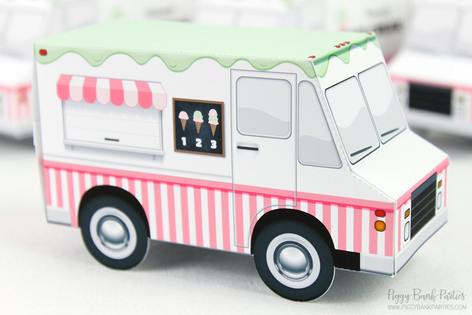 Ice Cream Truck Favor Box Print at Home Fullcolor Template Etsy