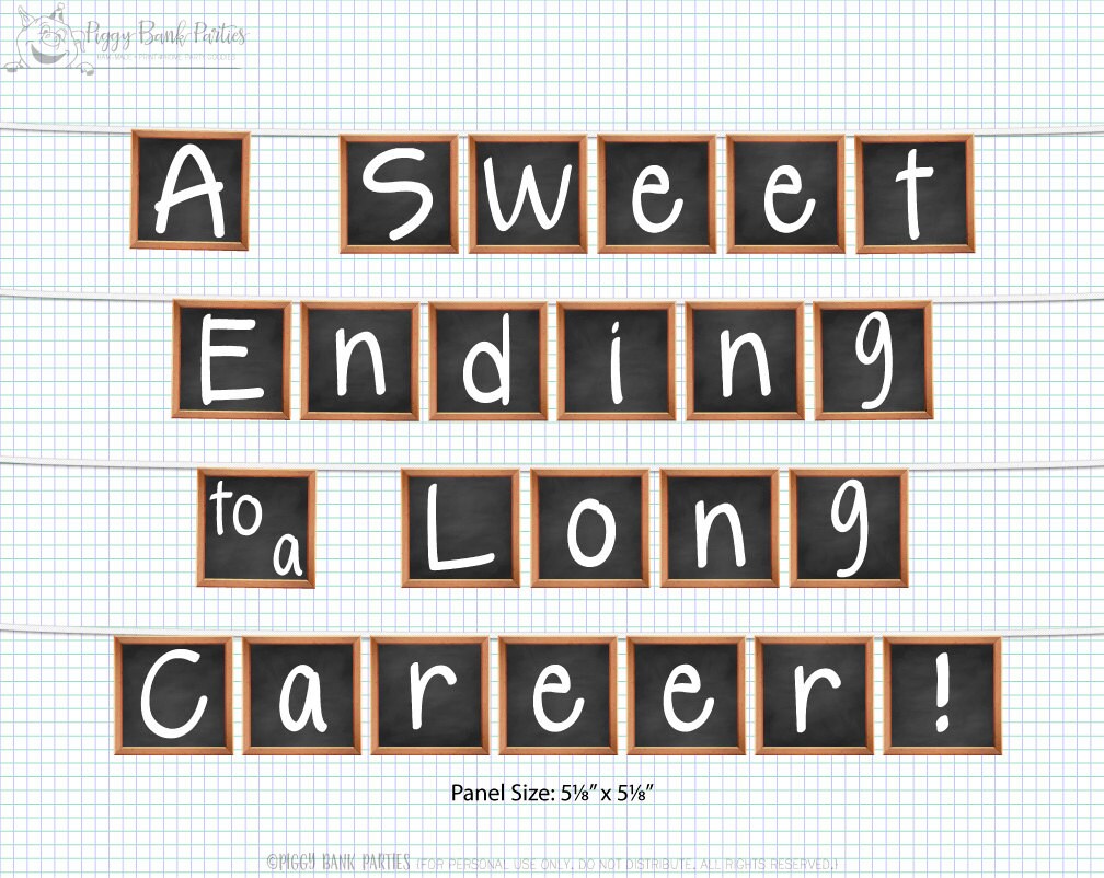 A Sweet Ending to a Long Career Banner : Teacher Retirement - Etsy