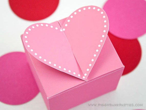 Vintage HEART Favor Box - Pink : DIY Printable Valentine's Day Gift Box // Love // Wedding // Valentine Decoration - Instant Download Il_570xn