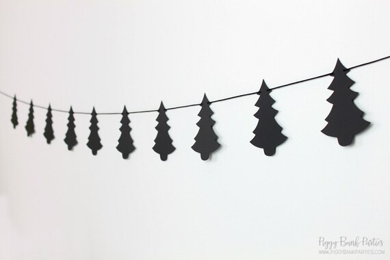 Black Pine Tree Garland : U-String Forest Birthday Decoration | Camping Birthday | Alpine | Nordic | Tree Silhouette | Christmas Tree Il_570xn