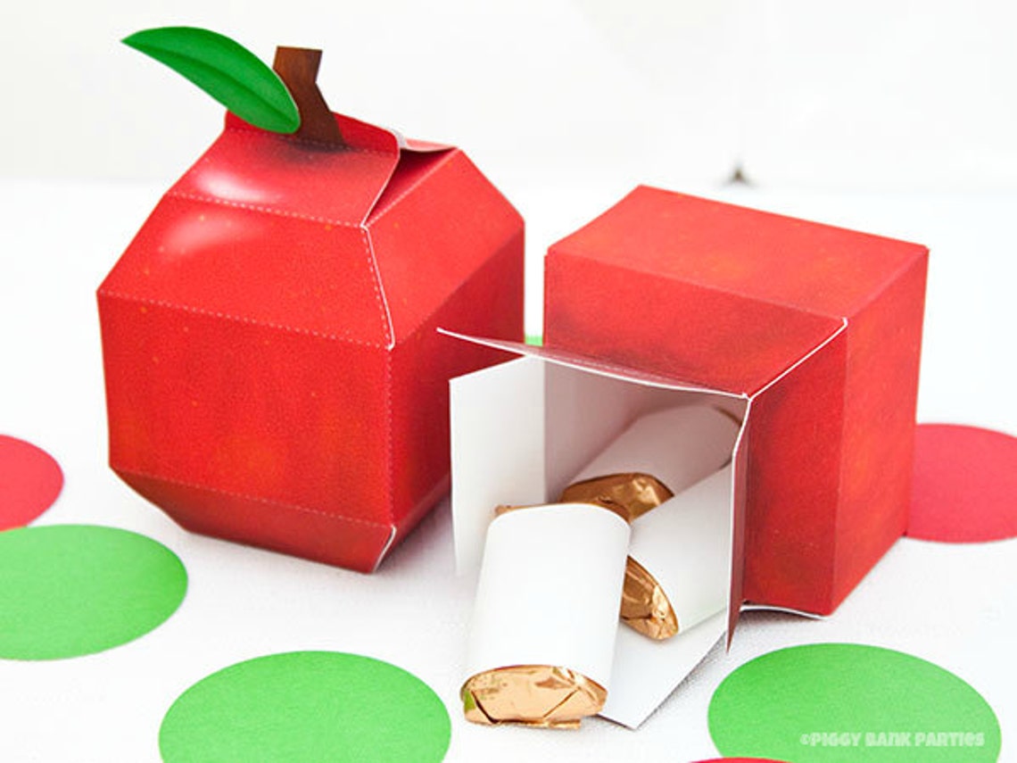 Apple Favor Box DIY Printable School and Teacher Inspired Etsy