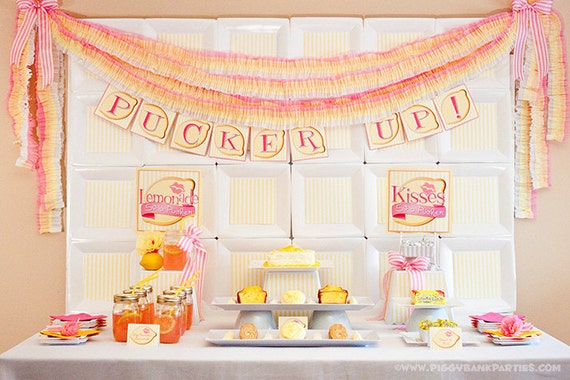 Pucker Up Collection : Print at Home Bridal Shower Decoration | Wedding | Lemonade | Kiss | Lemon Themed | Digital Files - Instant Download Il_570xn