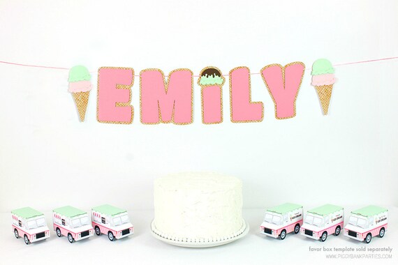 Ice Cream Cone Banner Handcrafted Custom Phrase Birthday Party