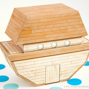 Noah&#39;s Ark Favor Box - Small : Print at Home Full-Color Template | Digital Gift Box | Twins Birthday | DIY Printable - Instant Download
