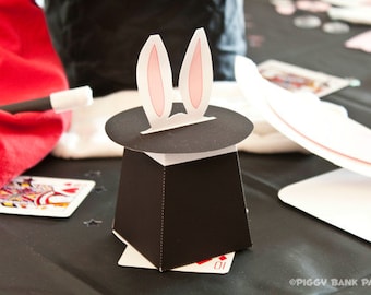 Magic Hat Favor Box : Print at Home Full-Color Template | Rabbit | Magic Show | Magician | DIY Printable | Digital File | Instant Download