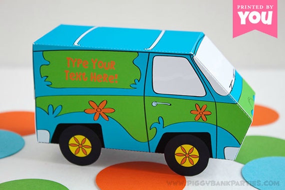 Mystery Van Favor Box : DIY Printable 70s Cartoon Detective PDF // TV Show Sleuth Machine Gift Box - Instant Download Il_570xn
