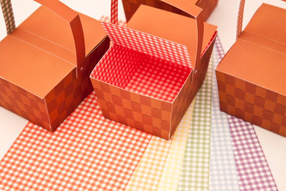 Picnic Basket Favor Box FullColor Digital Template Print Etsy