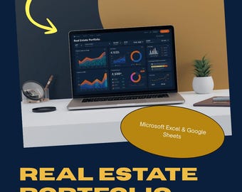 Real Estate Portfolio Dashboard Spreadsheet Investment Tracker Equity Cash Flow Net Worth Excel Template