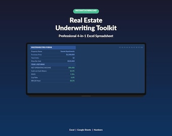 Real Estate Underwriting Spreadsheet | Investment Property Analyzer | 10-Year Pro Forma | Multifamily Commercial Fix Flip Excel