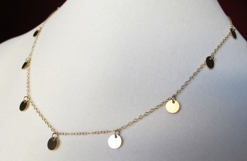 Gold Disc Necklace little circle disc necklace gold chain Etsy