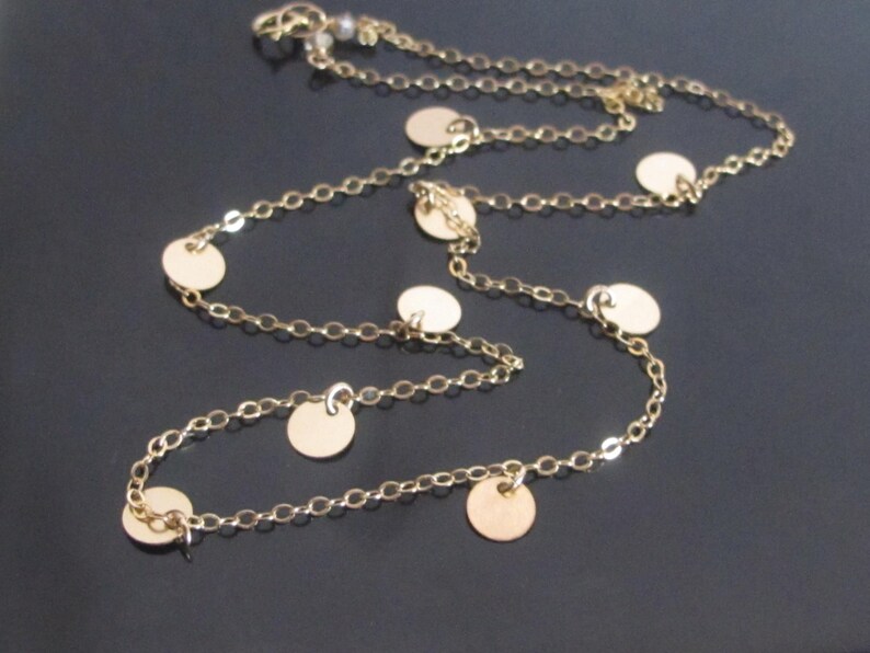 Gold Disc Necklace little circle disc necklace gold chain Etsy