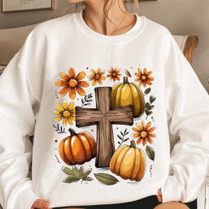 Boho Floral Pumpkin Cross Fall Jesus, Autumn Pumpkin Floral, Retro Fall Png, Fall Cross Bow, Fall Christian Png, Autumn Pumpkin Png Design