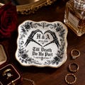 Personalized Skeleton Hand Ring Dish, Till Death Do Us Part Ceramic Jewelry Tray, Custom Gothic Wedding Gift, Spooky Engagement Ring Holder