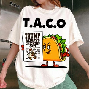 Womens TACO Breaking News Trump Always Chickens Out png, Anti-Trump Cartoon Design, Political Satire Graphic, Trump Always Chickens Out PNG