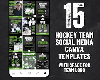 Hockey Social Media and Instagram Canva Template: Green Jersey (Digital Download)