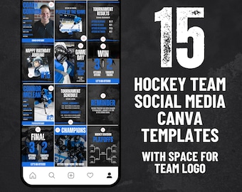 Hockey Social Media and Instagram Canva Template: Blue Jersey (Digital Download)
