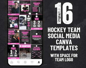 Hockey Social Media and Instagram Canva Template: Pink Jersey (Digital Download)